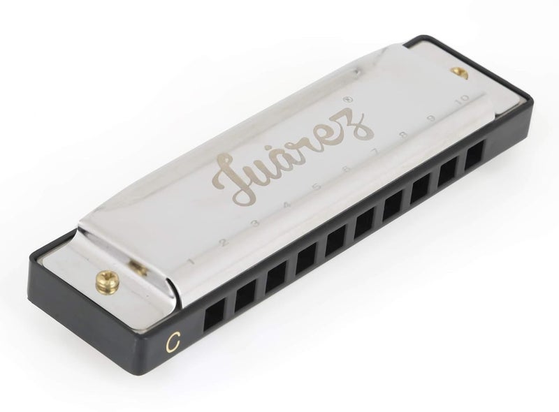 Juarez هارمونيكا بلوز دياتونيك JRZ10HM مفتاح C 10 ثقوب 20 نغمة مع علبة، آلة موسيقية للمبتدئين، الطلاب، الأطفال والمحترفين، فضي - Image 2