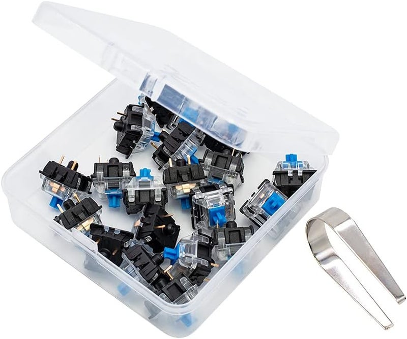 MX Standard KS-8 Blue Switches for Mechanical Keyboards, Clicky Tactile 3-pin Black-Shell Compatible with Cherry MX Switches(20 Pack