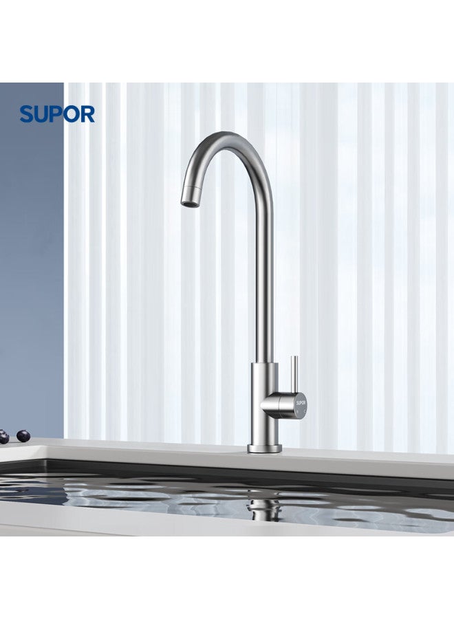 Supor Single Cold Water Faucet, Kitchen 304 Stainless Steel, 360-degree Rotatable Sink, Dishwashing Basin, Vegetable Washing Sink Faucet K - Image 1