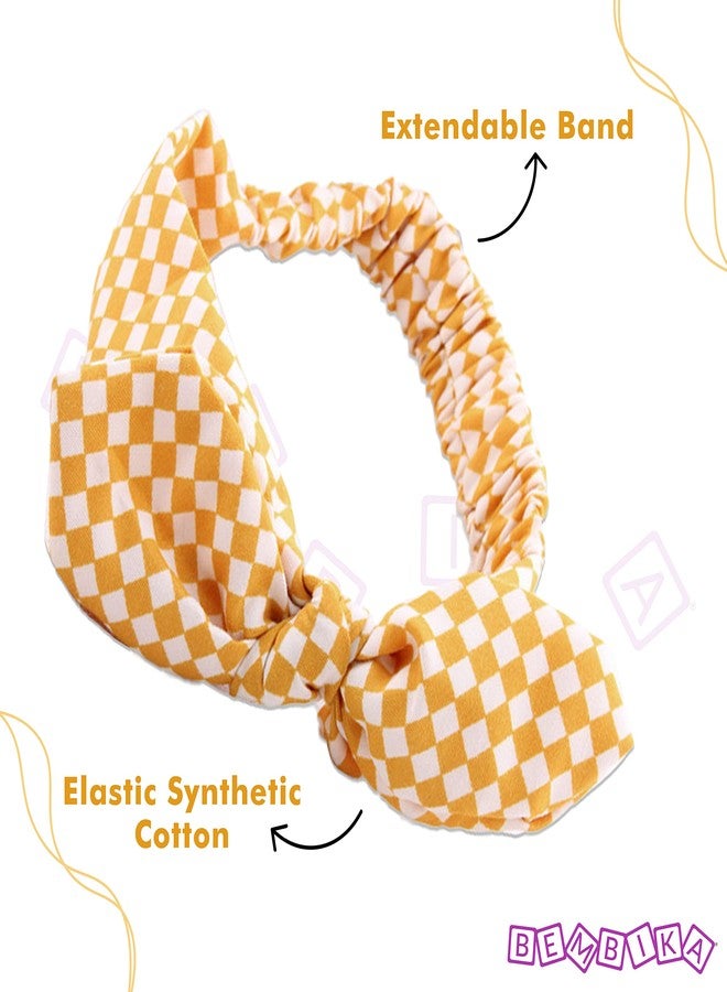 Bembika Printed Bow Headband For Baby Girl Hair Accessories For Girls Baby Headband Yellow - Image 4