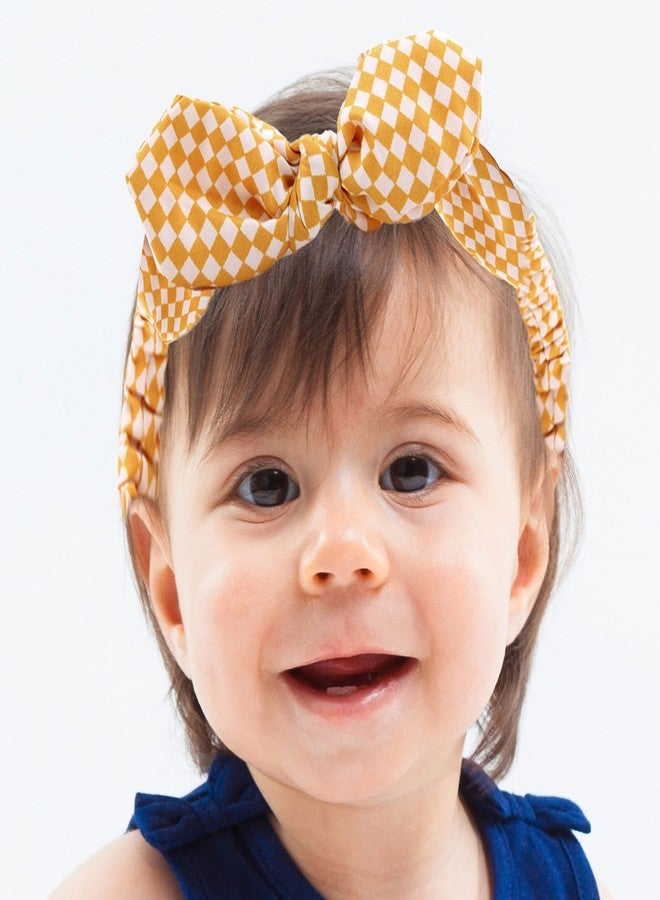 Bembika Printed Bow Headband For Baby Girl Hair Accessories For Girls Baby Headband Yellow - Image 1