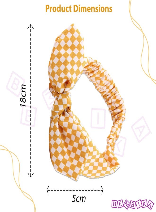Bembika Printed Bow Headband For Baby Girl Hair Accessories For Girls Baby Headband Yellow - Image 5
