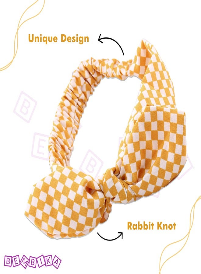 Bembika Printed Bow Headband For Baby Girl Hair Accessories For Girls Baby Headband Yellow - Image 3