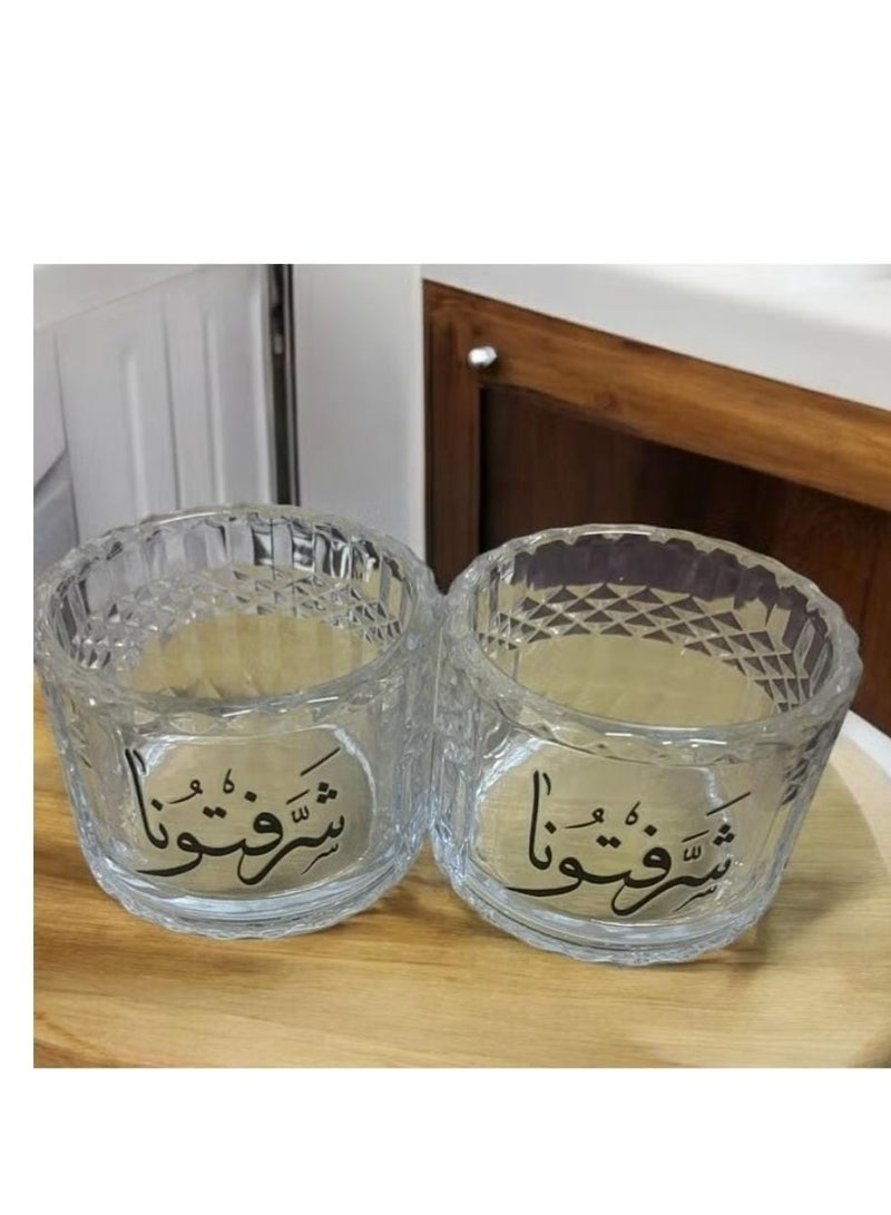 2-piece glass candy and nut box with welcome phrases - Image 2
