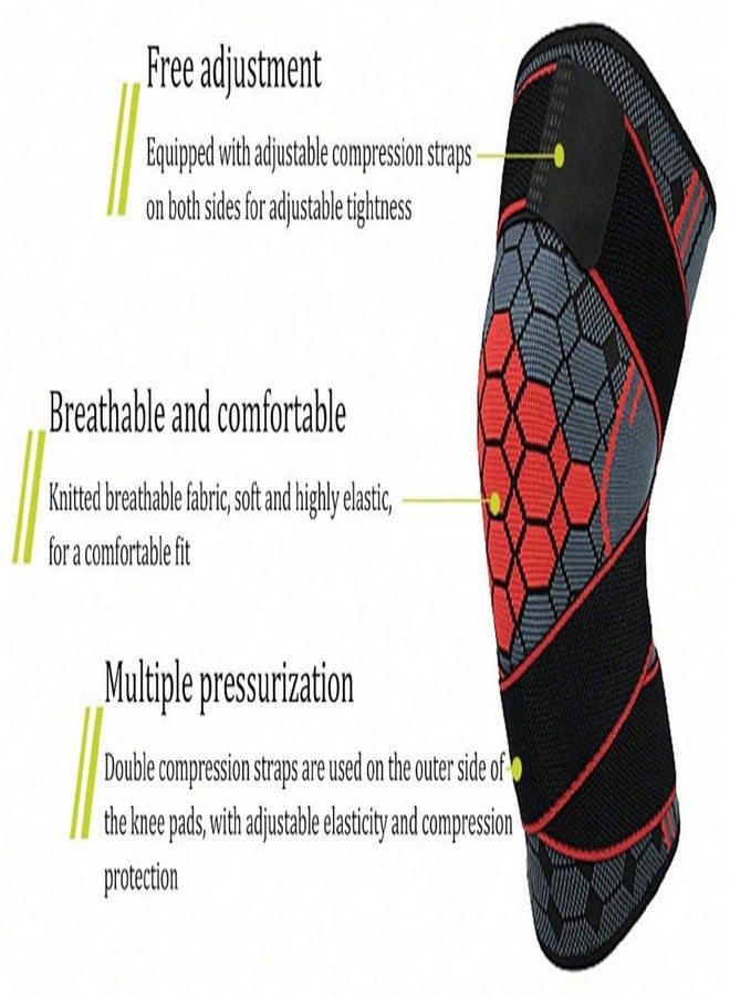 Kobo Nylon Knee Caps With Straps For Women&Men Knee Support Knee Cap For Men Knee Pain Knee Support For Women Knee Brace For Knee Pain Relief Products Knee Guard/Knee Pads For Women Red/L (Imported) - Image 5