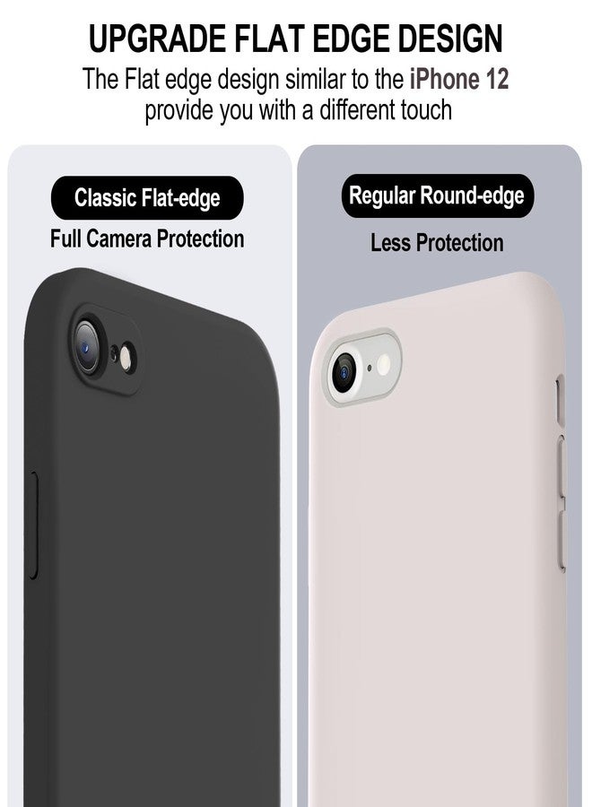 Vooii for iPhone SE Case 2022/3rd/2020,iPhone 8/7 Case, Upgraded Liquid Silicone with [Flat Edges] [Camera Protection] [Soft Anti-Scratch Microfiber Lining] Phone Case for iPhone SE - Black - Image 3