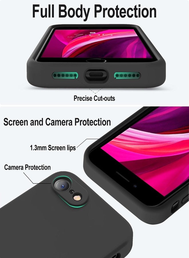 Vooii for iPhone SE Case 2022/3rd/2020,iPhone 8/7 Case, Upgraded Liquid Silicone with [Flat Edges] [Camera Protection] [Soft Anti-Scratch Microfiber Lining] Phone Case for iPhone SE - Black - Image 4