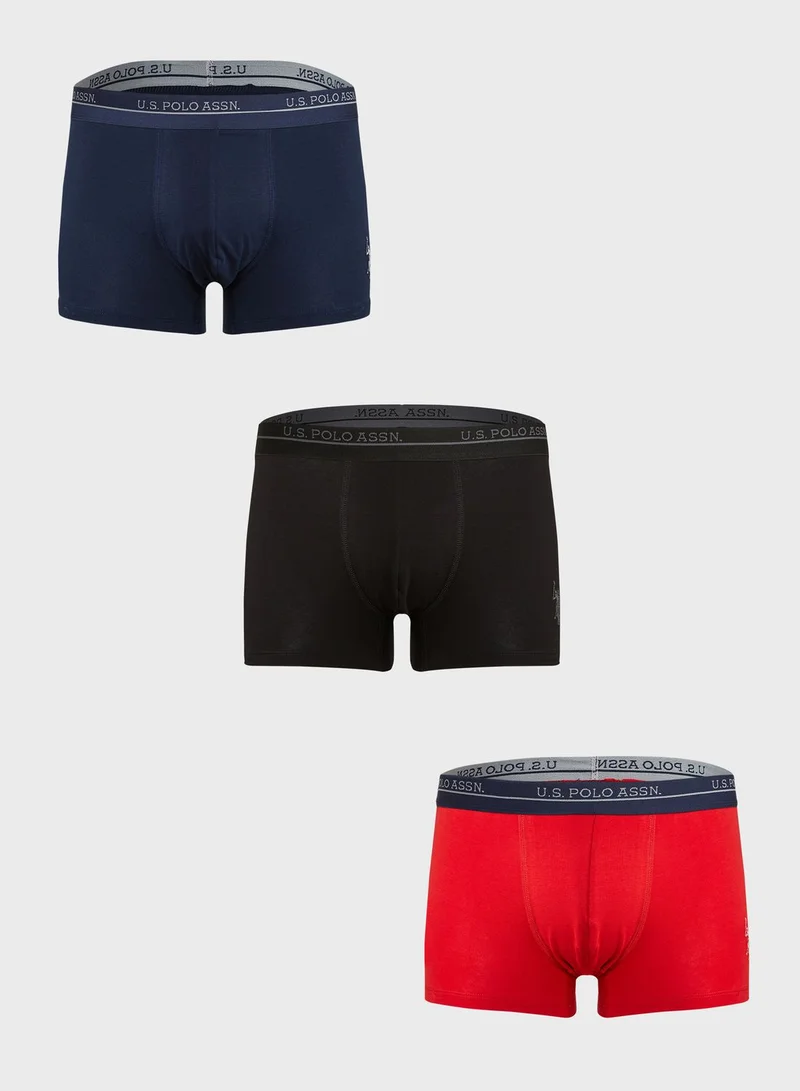 U.S. Polo Assn. 3 Pack Assorted Logo Band Trunks