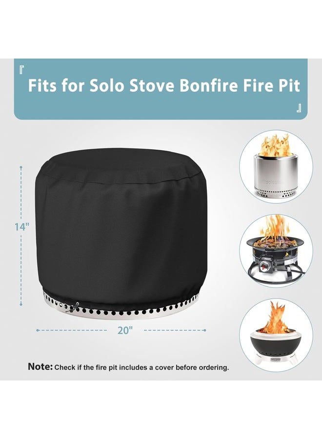 Shinestar Fire Pit Cover for Solo Stove Bonfire 19.5 Inch Fire Pit, Round Cover Heavy Duty Waterproof Material for SSBON Bonfire Fire Pit, Black - Image 2