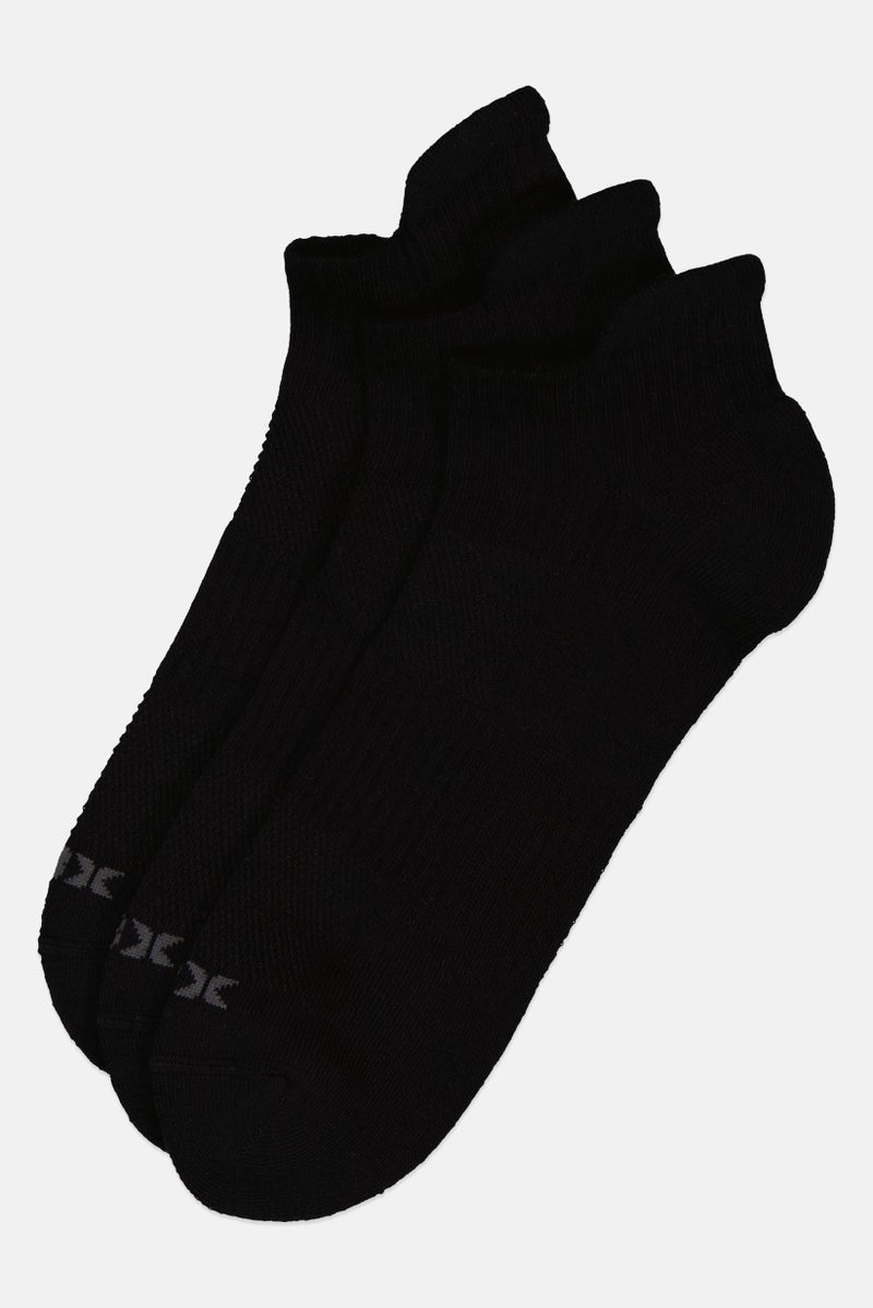 RBX Men 3 Pairs Solid Ankle Socks, Black - Image 1