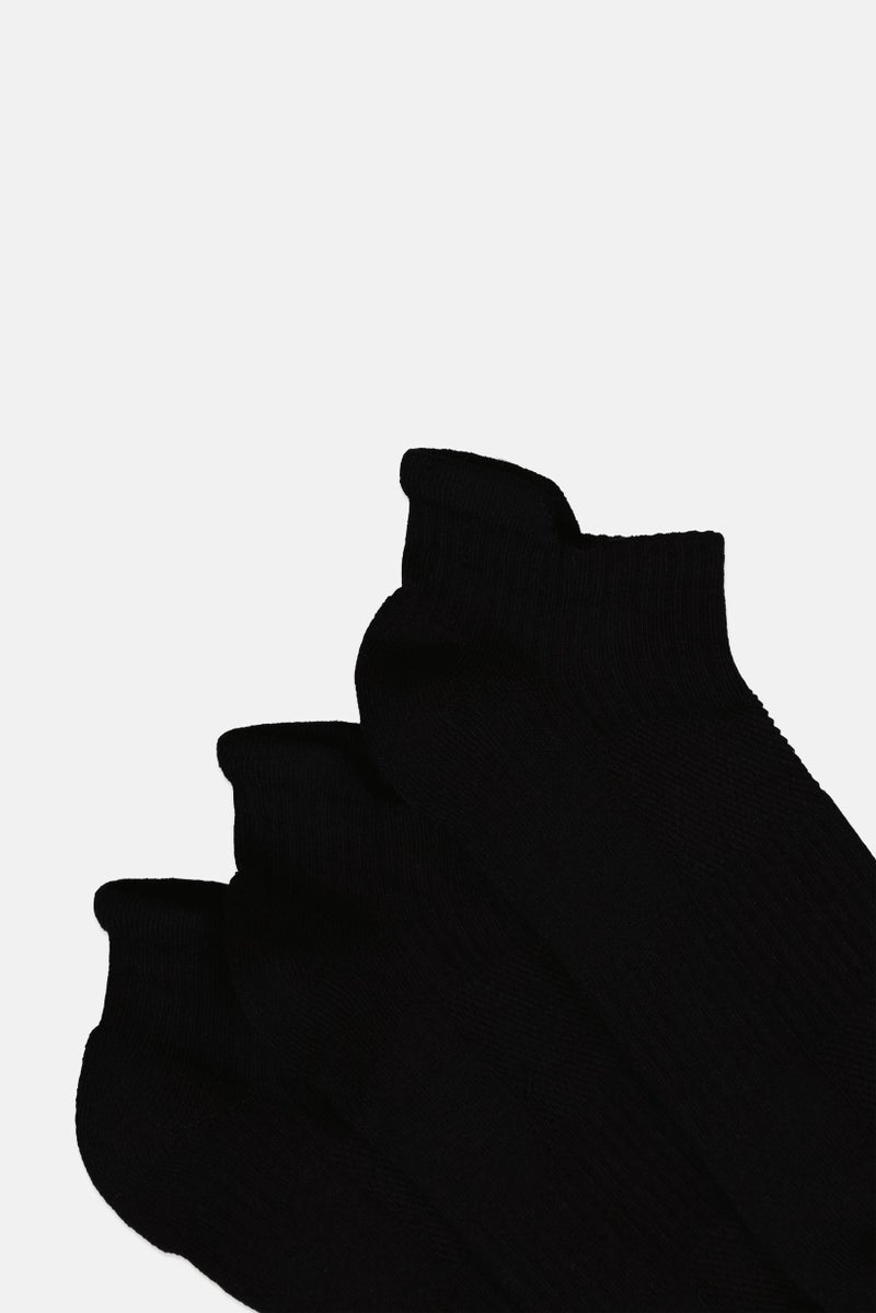 RBX Men 3 Pairs Solid Ankle Socks, Black - Image 2
