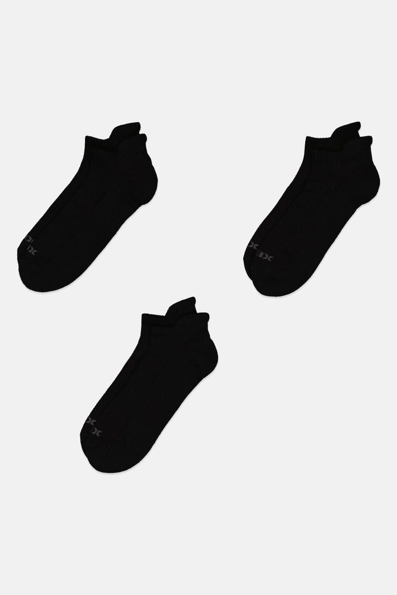 RBX Men 3 Pairs Solid Ankle Socks, Black - Image 3
