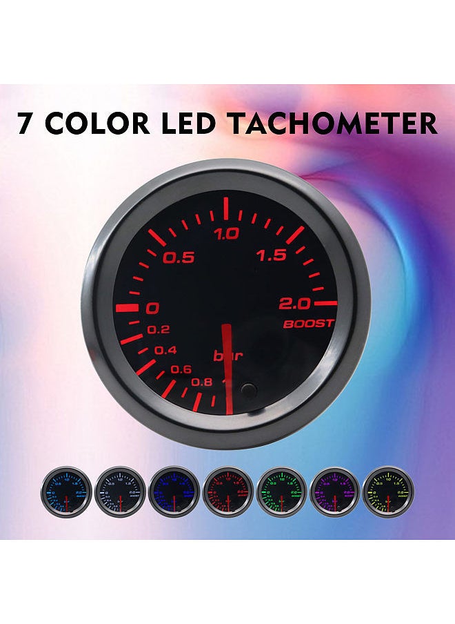 Generic - Gauge Meter Kit 52mm Diameter Smoked Lens GlowShift Tinted 7 Color LED BAR Boost Gauge - Image 1