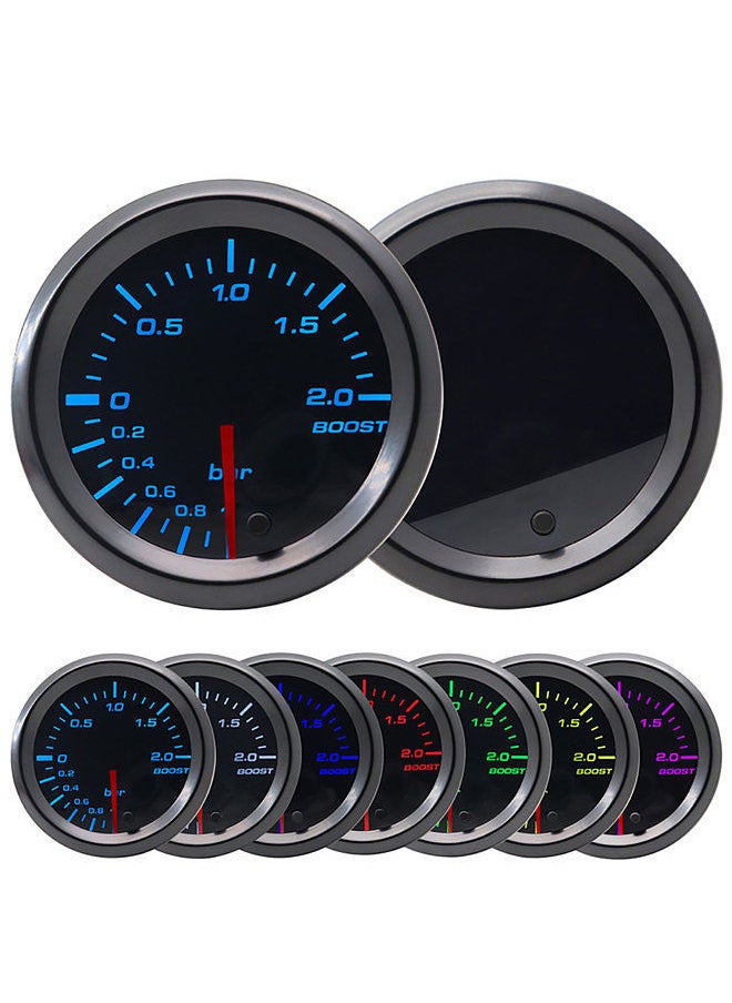 Generic - Gauge Meter Kit 52mm Diameter Smoked Lens GlowShift Tinted 7 Color LED BAR Boost Gauge - Image 1