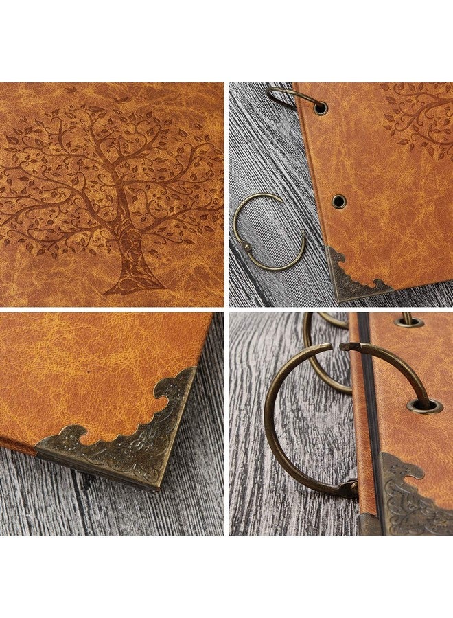ADVcer Photo Album Diy Scrapbook 10X10 Inch 50 Pages Double Sided Vintage Leather Cover Three Ring Binder Picture Booth + 408Pcs Self Adhesive Photos Corners For Memory Keep (Family Tree Brown Sugar) - Image 3