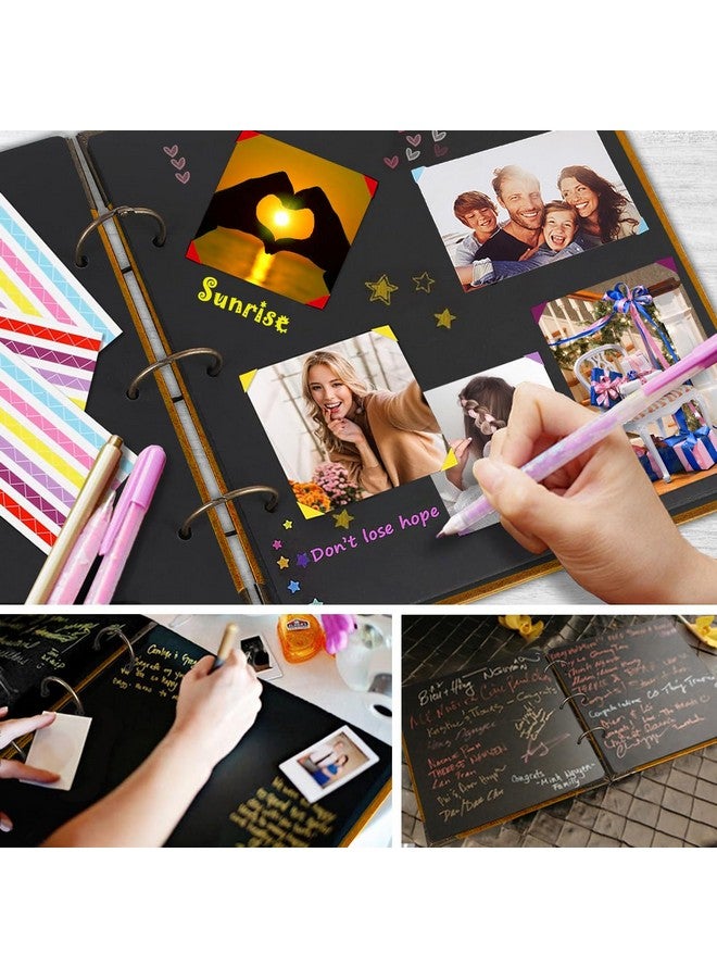 ADVcer Photo Album Diy Scrapbook 10X10 Inch 50 Pages Double Sided Vintage Leather Cover Three Ring Binder Picture Booth + 408Pcs Self Adhesive Photos Corners For Memory Keep (Family Tree Brown Sugar) - Image 5