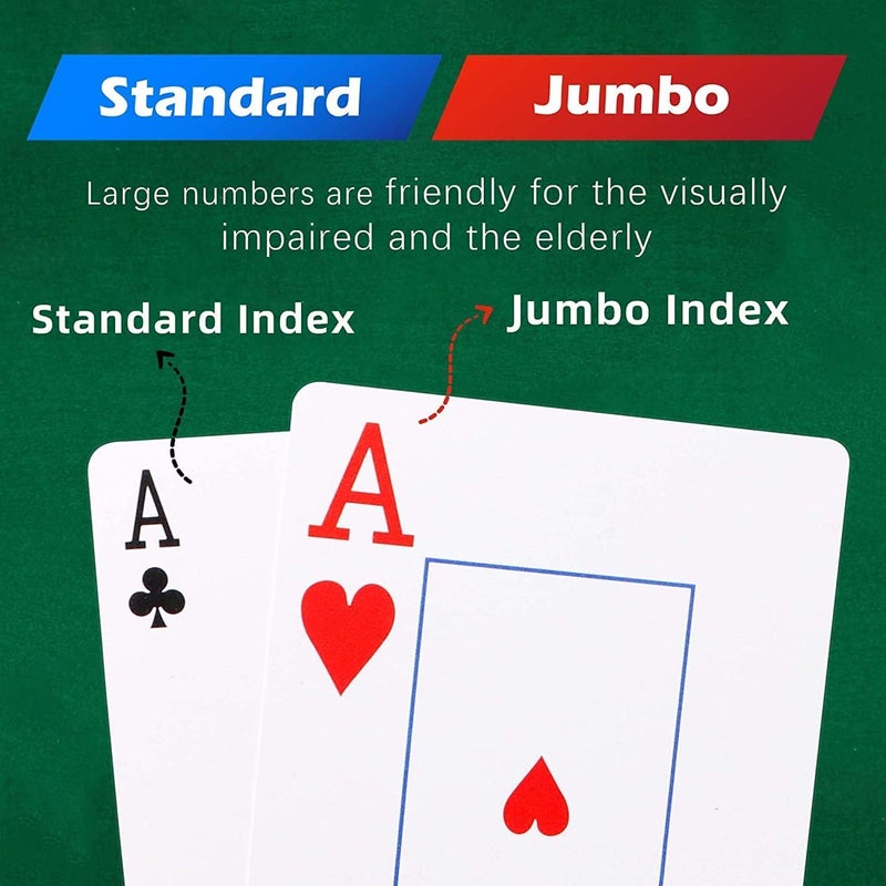 Metsyth Plastic Waterproof Playing Cards 4 Pack Poker Card Jumbo Large Print Playing Cards for Adults Seniors Bulk Decks of Cards Set Poker Cards - Image 3