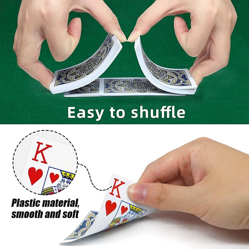 Metsyth Plastic Waterproof Playing Cards 4 Pack Poker Card Jumbo Large Print Playing Cards for Adults Seniors Bulk Decks of Cards Set Poker Cards - Image 2