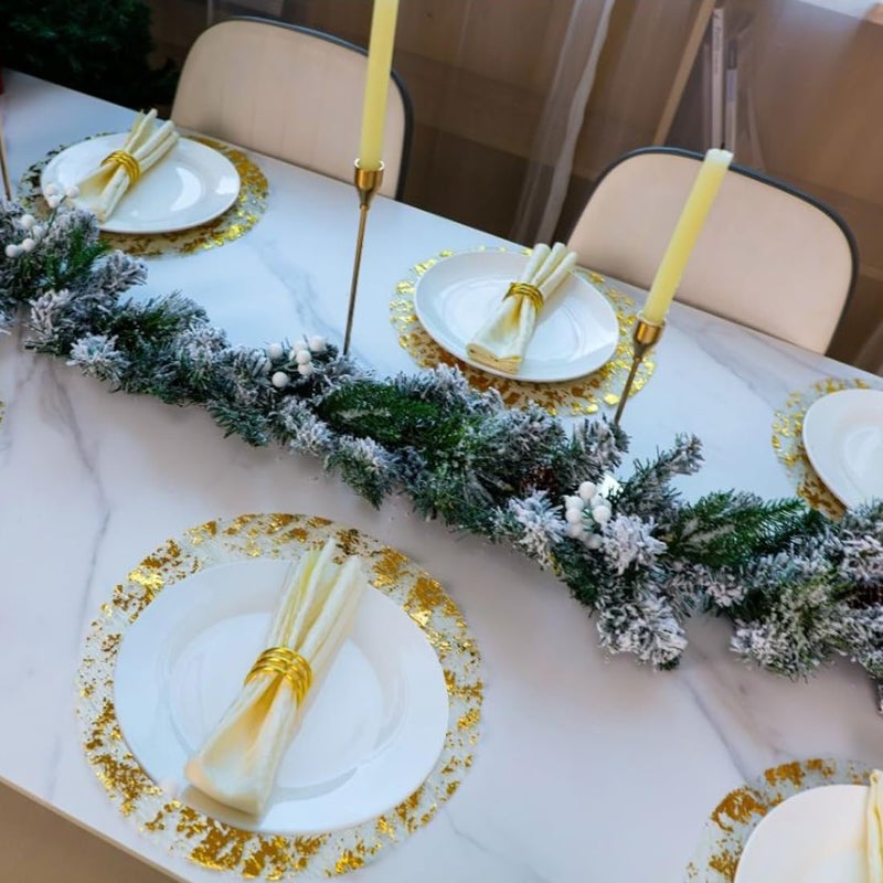 Snowkingdom Gold Placemats Set of 50 Round 13 Inch Foil Mesh Pressed Bulk Disposable Fall Table Mates 50 Pack Gold Doilies for Dining Table Wedding Birthday Party Holiday Home Decoration - Image 2