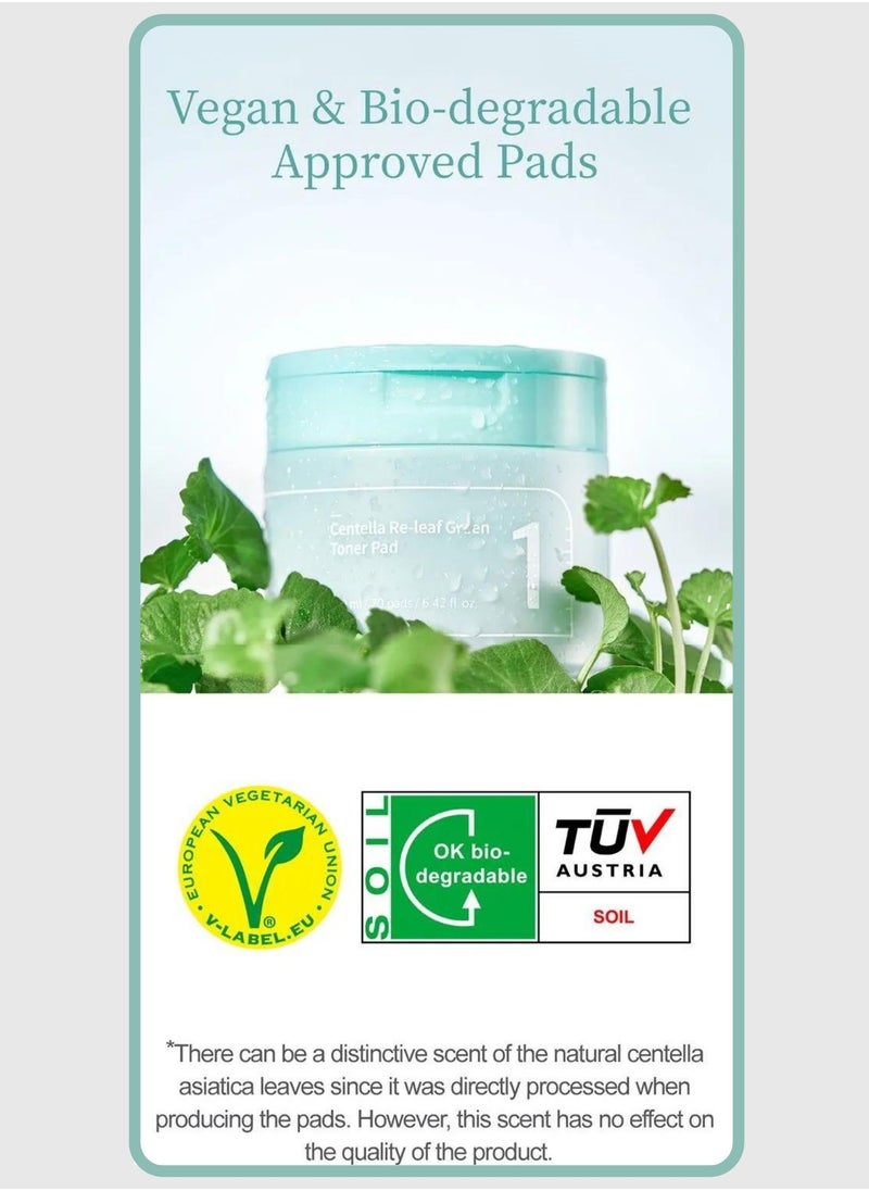 numbuzin - Numbuzin No.1 Centella Re-Leaf Green Toner Pads & Stainl ,190m - 70 Vegan Double-Sided Pads with Calming Herb Extracts for Soothed, Balanced Skin - Image 1