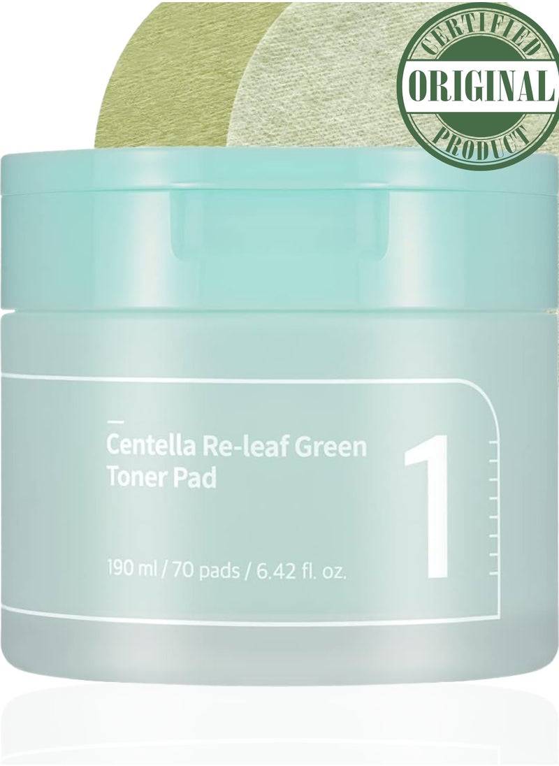 numbuzin - Numbuzin No.1 Centella Re-Leaf Green Toner Pads & Stainl ,190m - 70 Vegan Double-Sided Pads with Calming Herb Extracts for Soothed, Balanced Skin - Image 1