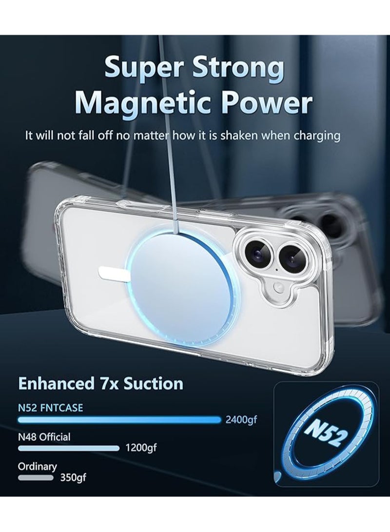 WRISTWISE iPhone 16 Plus Case  with Tempered Glass Screen Protector (1 Pcs): Clear Case Magnetic Military Grade Drop Protection Anti Yellowing Cell Phone Cover - Image 2