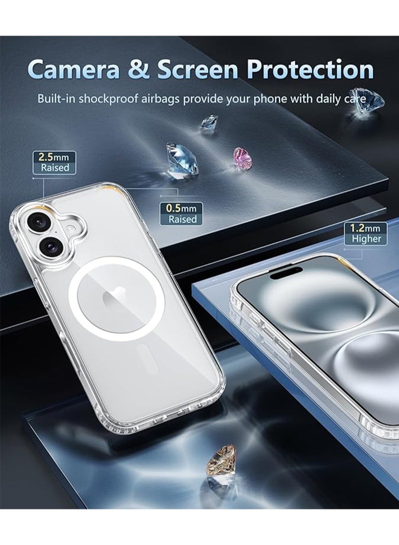 WRISTWISE iPhone 16 Plus Case  with Tempered Glass Screen Protector (1 Pcs): Clear Case Magnetic Military Grade Drop Protection Anti Yellowing Cell Phone Cover - Image 5