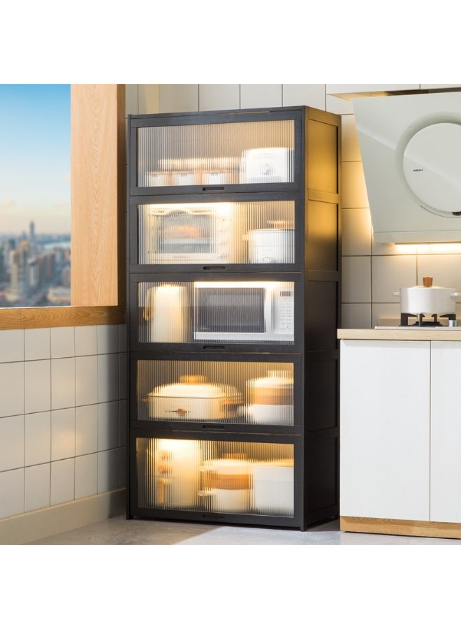 هيكسدريم خزانة تخزين مطبخ بخمس طبقات، حامل ميكروويف بأبواب قابلة للطي، رف خبازين مستقل للمطبخ، لغرفة الطعام وغرفة المعيشة والدراسة - Image 1