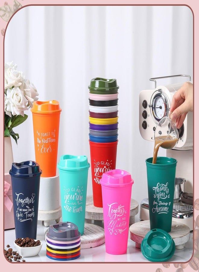 Pickmesh 15 Pcs Plastic Coffee Cups with Lids 16 oz Inspirational Travel Mug Thank You Tumbler Appreciation Team Gifts for Employees Coworker Teacher Colleague Birthdays Gifts (Multicolor) - Image 5