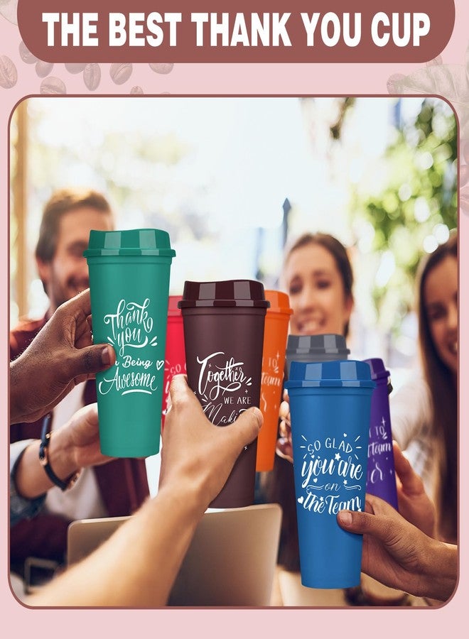 Pickmesh 15 Pcs Plastic Coffee Cups with Lids 16 oz Inspirational Travel Mug Thank You Tumbler Appreciation Team Gifts for Employees Coworker Teacher Colleague Birthdays Gifts (Multicolor) - Image 4
