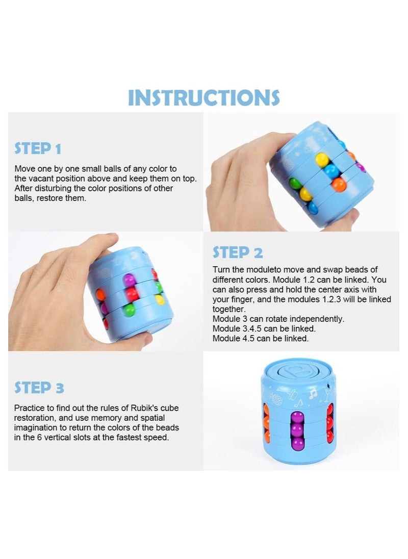 Y&D - Rotating Magic Bean Cube Toy, Fingertip Gyro Toy Spinner Puzzle Creativity Decompression Games Finger Games, Blue - Image 1