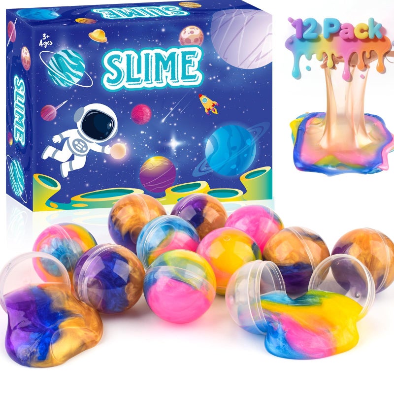 WUJYLY 12 Pack Galaxy Slime Balls Valentines Slime Party Favors NonSticky Soft Slime Kit for Classroom PrizesStocking Stuffers Goodie Bag StuffersEaster Basket Stuffers for Kids - Image 3