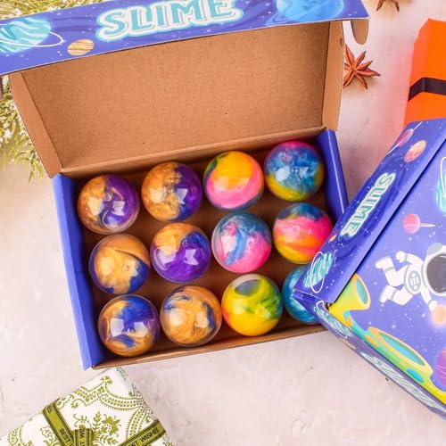 WUJYLY 12 Pack Galaxy Slime Balls Valentines Slime Party Favors NonSticky Soft Slime Kit for Classroom PrizesStocking Stuffers Goodie Bag StuffersEaster Basket Stuffers for Kids - Image 5