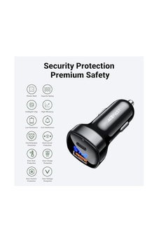 ACEFAST Digital Display 66W (USB-C+USB-A), Dual-port Fast Car Charger, Support PD3.0, PPS, QC4.0, AFC, FCP, Compatible With iPhone Samsung Xiaomi Oppo - Black  - Image 2