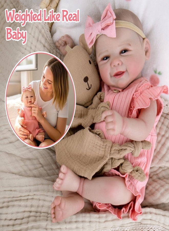 Aori Realistic Reborn Baby Dolls - 20 Inch Lifelike Newborn Baby Girl Doll with Weighted Soft Body and Soft Vinyl Limbs with Pink Outfit Set for Cudding, Perfect Christmas, Birthday Gift for Girls - Image 4