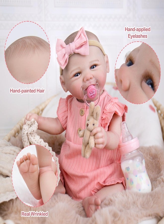 Aori Realistic Reborn Baby Dolls - 20 Inch Lifelike Newborn Baby Girl Doll with Weighted Soft Body and Soft Vinyl Limbs with Pink Outfit Set for Cudding, Perfect Christmas, Birthday Gift for Girls - Image 5