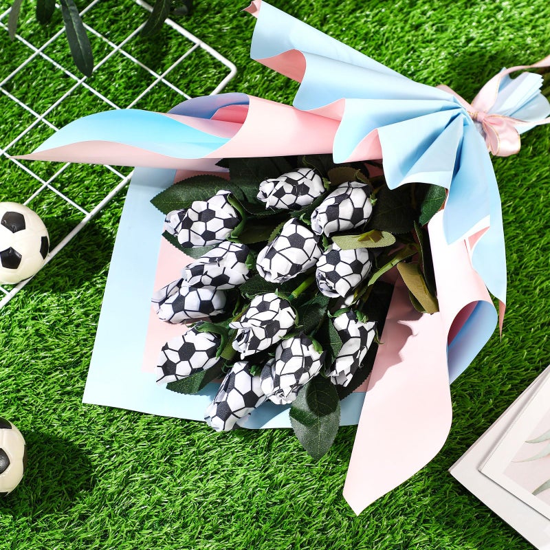 Suhine 6 Pcs Sports Party Favors Cheer Gifts Artificial Football Soccer Basketball Baseball Flowers for Birthday Game Day Tailgate Wedding Party Decorations (Soccer Color,Normal) - Image 4