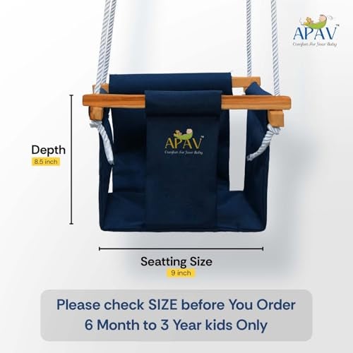 APAV Baby Swing for Kids | Hanging Jhula for 6 Months to 3 Years | Indoor Outdoor Zula Seat | Supports Up to 25 Kg | Polyester, 9 Inch (Blue) (Only Zula (Swing)) - Image 3