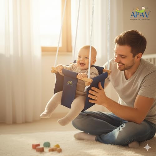 APAV Baby Swing for Kids | Hanging Jhula for 6 Months to 3 Years | Indoor Outdoor Zula Seat | Supports Up to 25 Kg | Polyester, 9 Inch (Blue) (Only Zula (Swing)) - Image 2