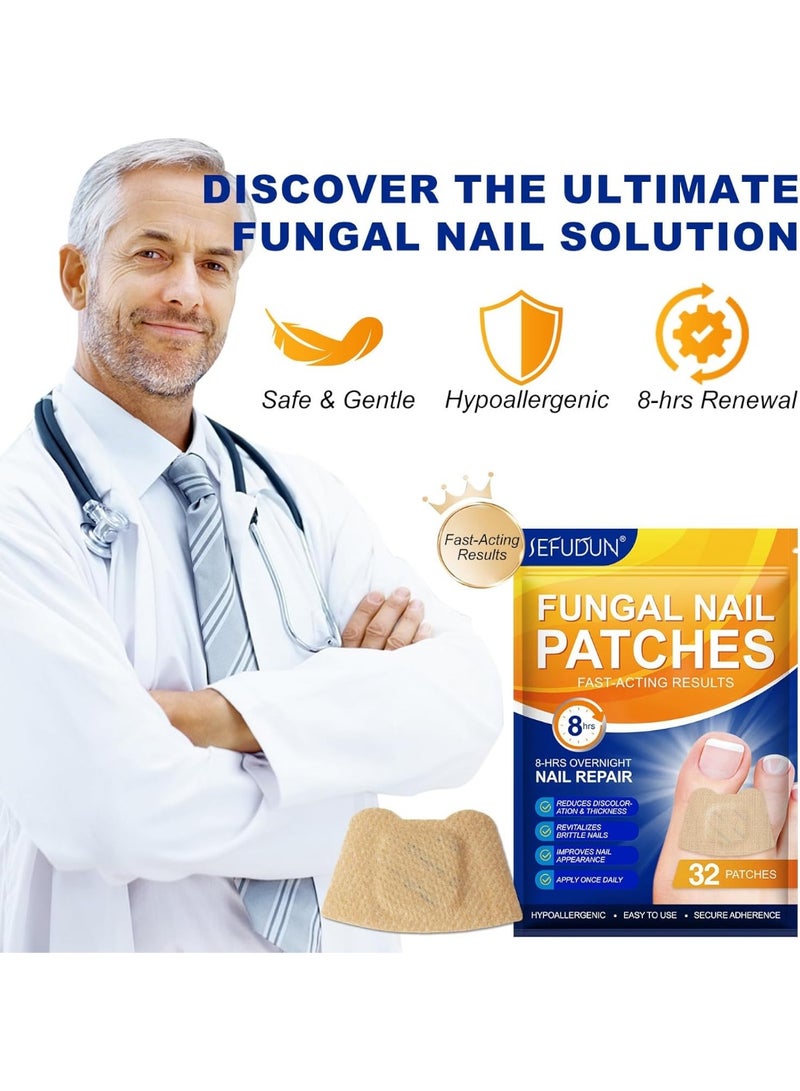 Sefudun Extra Strength Toenail Fungus Treatment 32 Pieces Fungal Nail Patches Repair Damaged Nails Renew Overnight for Men and Women - Image 3