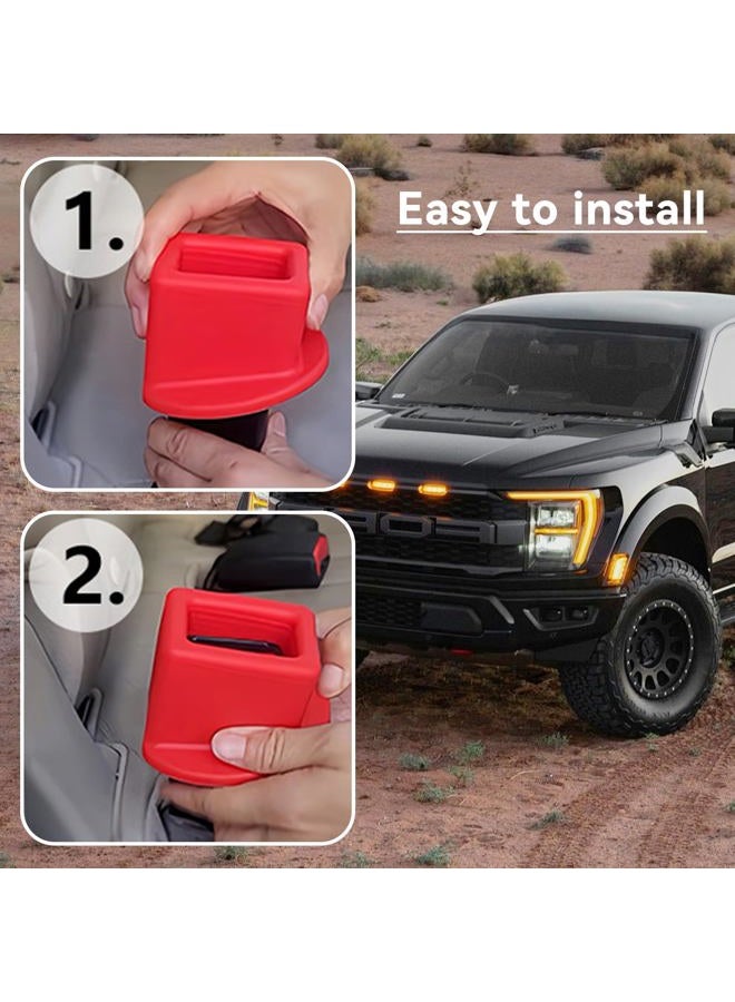 Alieemo 2PCS Car Seat Belt Buckle Holder, Silicone Seatbelt Buckle Booster Makes to Makes Receptacle Stand Upright for Easy Access, Universal Car Accessories for Kids (Black) - Image 3