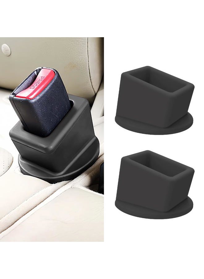 Alieemo 2PCS Car Seat Belt Buckle Holder, Silicone Seatbelt Buckle Booster Makes to Makes Receptacle Stand Upright for Easy Access, Universal Car Accessories for Kids (Black) - Image 1