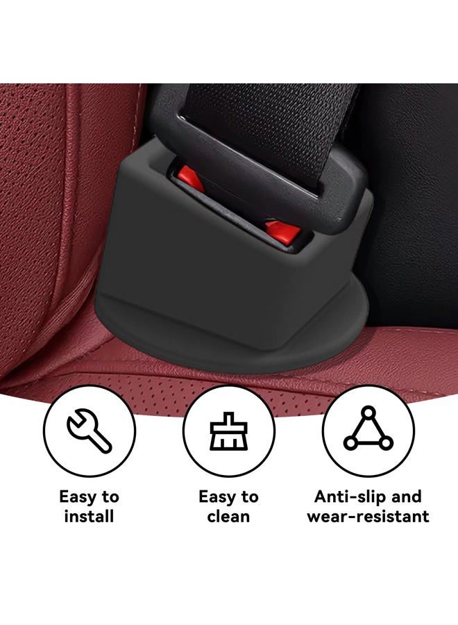 Alieemo 2PCS Car Seat Belt Buckle Holder, Silicone Seatbelt Buckle Booster Makes to Makes Receptacle Stand Upright for Easy Access, Universal Car Accessories for Kids (Black) - Image 4