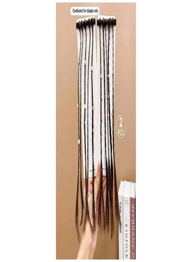 EvoNest Solid Rubber Band With Attached Braided Wig for 14Year Girls Hair Accessories | Decorative Braided Hair Extensions for Girls and Women- Pack of 2 - Brown - Image 3