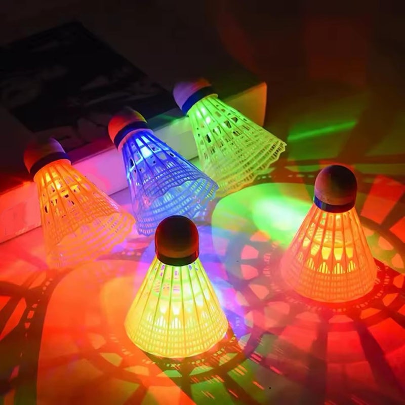 ZHENAN LED Badminton Shuttlecocks,Colourful Lighting Badminton Birdies,Plastic Nylon Shuttlecock,Glow in The Dark Birdie Balls for Outdoor Indoor Sport Activities (Nylon_5pcs) - Image 1