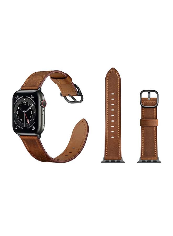 vesus Genuine Leather Replacement Band For Apple Watch Series 6/SE/5/4/3/2/1 Rough Brown