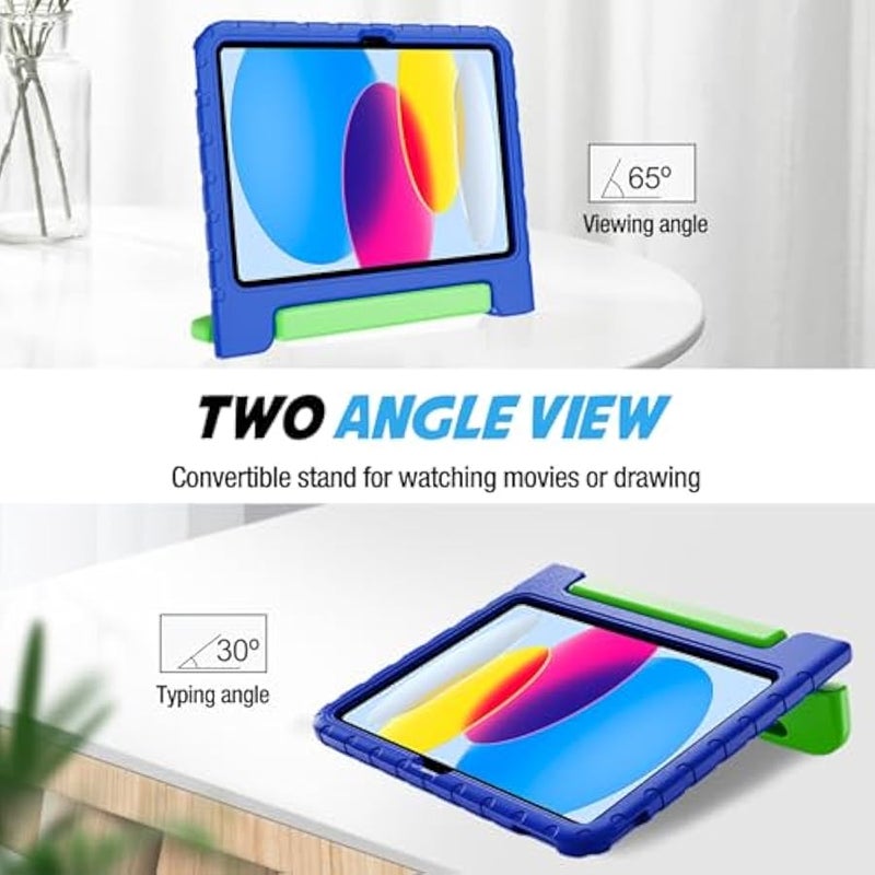 بروكيس حافظة للاطفال لجهاز ايباد A16 الجيل 11 2025/ايباد الجيل العاشر 2022 مع حامل قلم، حافظة ايباد 11/10 خفيفة الوزن مضادة للصدمات مع مقبض قابل للتحويل للاطفال - كحلي واخضر - Image 5