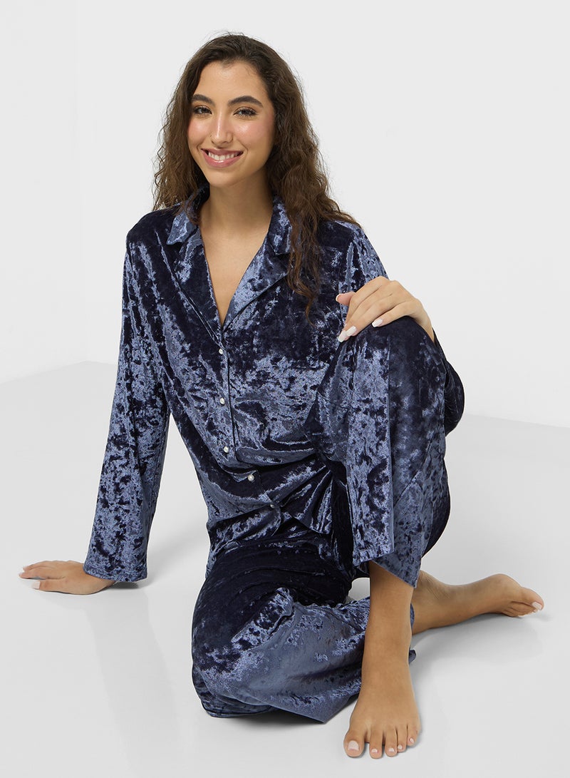 Ginger Velvet Oversize Shirt & Pant Co-ord Set - Image 1
