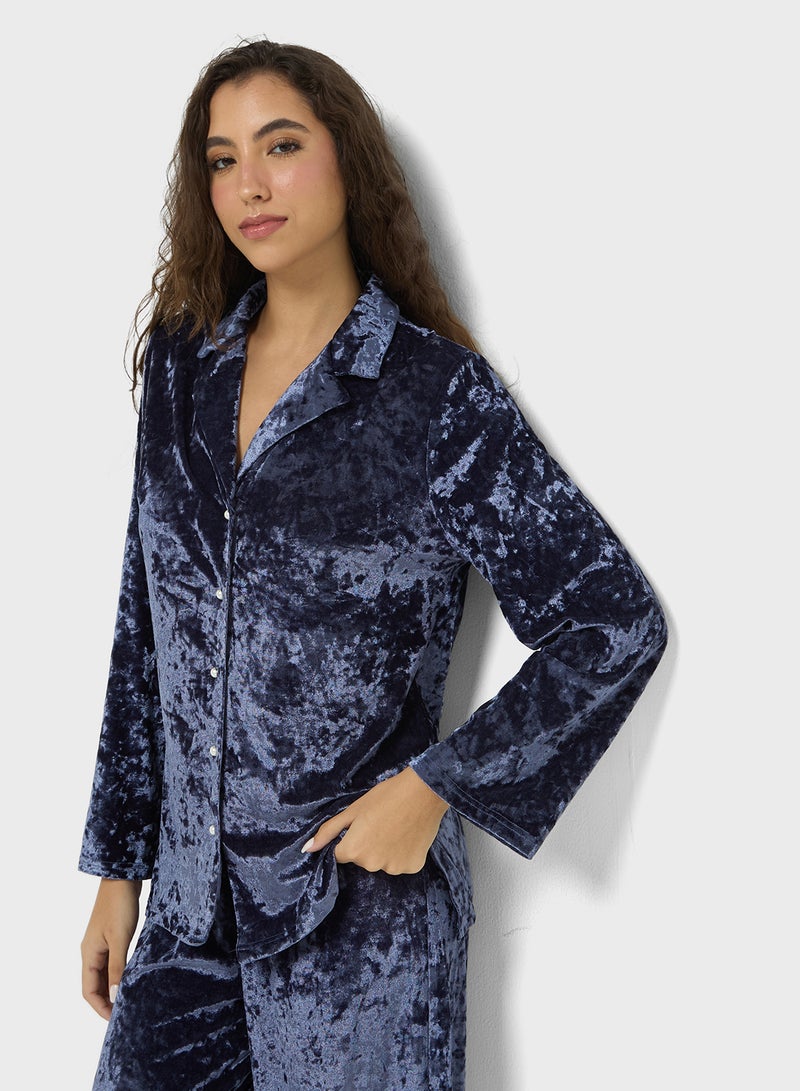 Ginger Velvet Oversize Shirt & Pant Co-ord Set - Image 3