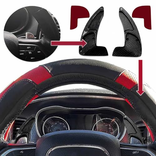 F-LptStor Steering Wheel Shift Paddle Extended Shifter Trim Cover for Dodge Challenger Charger Durango RT & Scat Pack 2015-2024, for Jeep Grand Cherokee 2014-2021 (Carbon Fiber Color) - Image 4